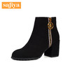 商场同款 | Safiya/索菲娅冬季牛皮粗跟高跟粗跟时尚拉链女短靴子SF84116071 商品缩略图0