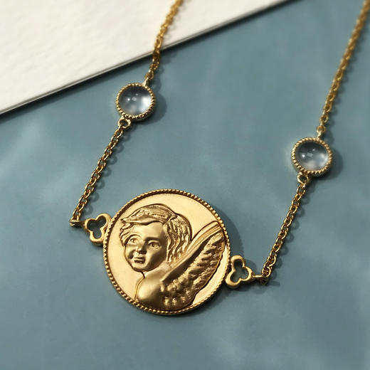 【天使的祈祷】金币白翡手链 商品图1