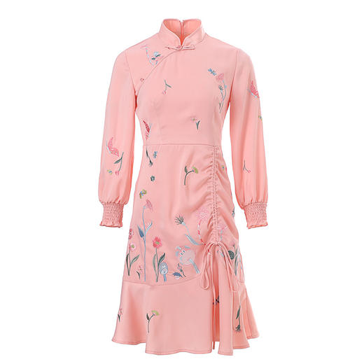 OG-99427春款修身显瘦民国风重工刺绣中长款连衣裙 商品图4