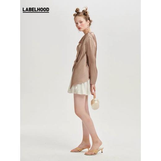 deepmoss2020春夏新款 纯色高腰设计感象牙白水泽裙裤半身裙 dm20ssPS01X5 商品图1