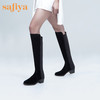 Safiya索菲娅冬季拼色舒适圆头中粗跟时尚女靴长靴子SF84117012 商品缩略图0
