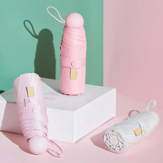 雨伞五折伞8骨防晒胶囊黑胶折叠居家日用太阳伞遮阳晴雨伞 商品图1