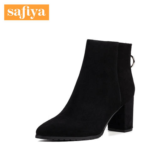 Safiya/索菲娅冬季简约尖头粗跟高跟短靴女靴SF84116086 商品图2