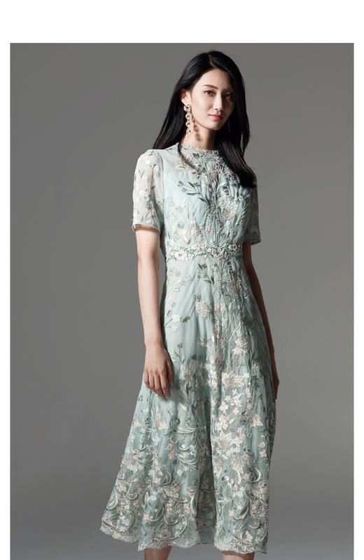 朗姿繁花盛开金丝彩绣雅漾兰连衣裙lcrk01wop318t01