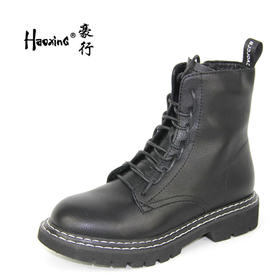 豪行秋季新款29378515韩版时尚百搭系带马丁靴短靴裸靴正品女靴子
