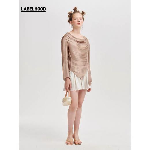 deepmoss2020春夏新款 设计感纯色拿铁水泽堆领上衣打底衫 dm20ssTP01X3 商品图2