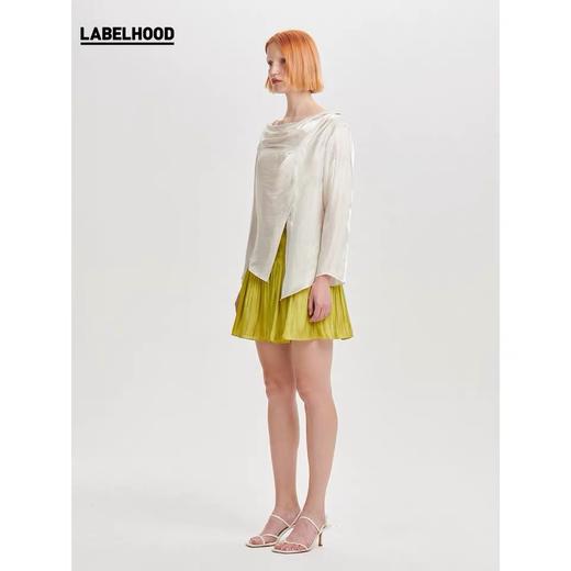 deepmoss2020春夏新款 设计感纯色象牙白水泽堆领上衣打底衫T恤 dm20ssTP01X5 商品图1