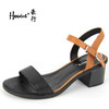 豪行19年豪行夏款29218795百搭高跟鞋时尚中跟一字扣带粗跟凉鞋 商品缩略图0