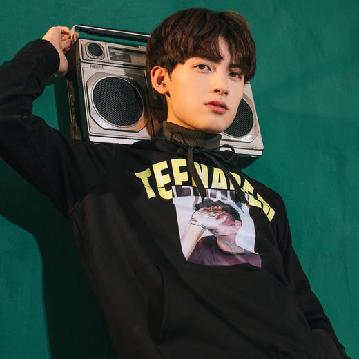 gxg.jeans男装秋黑色连帽卫衣男宽松休闲上衣韩版潮时尚卫衣 商品图2