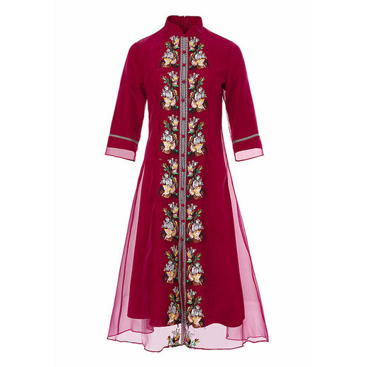 YFN-19520新款中国风改良后现代欧根纱刺绣旗袍连衣裙 商品图4