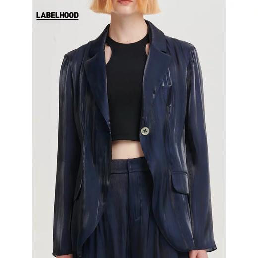 deepmoss2020春夏新品 雾蓝水泽西装外套女中长款 dm20ssCT05X6 商品图4