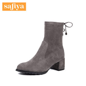 Safiya/索菲娅冬靴后系带套筒高跟女短靴SF84116008