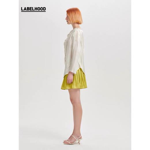 deepmoss2020春夏新款 设计感纯色象牙白水泽堆领上衣打底衫T恤 dm20ssTP01X5 商品图2