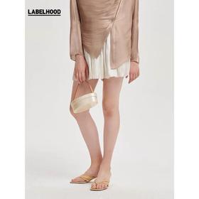 deepmoss2020春夏新款 纯色高腰设计感象牙白水泽裙裤半身裙 dm20ssPS01X5