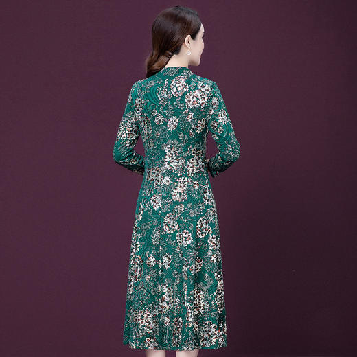 XTH-8297新款修身大码印花法式高端名媛烫钻气质连衣裙 商品图3