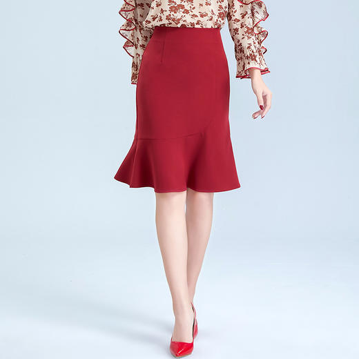 OY-20-024新款纯色微弹荷叶边鱼尾裙 商品图3