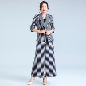 OY-20-026新款女装条纹五分袖小西装套装