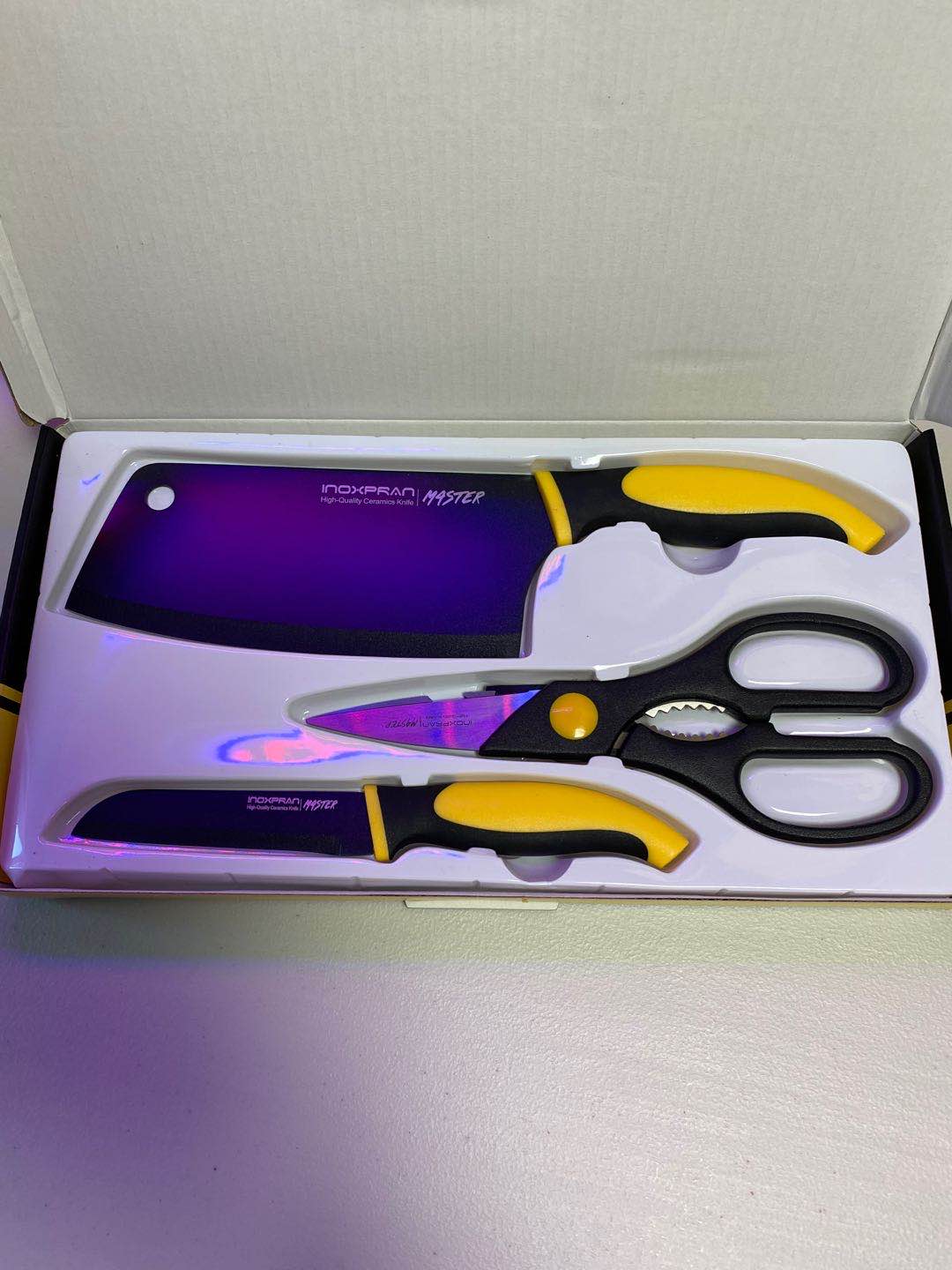 韩国进口 INOXPRAN 家用厨房刀具套装 厨房菜刀家用 不锈钢 套装三件套JPY带授权招加盟代理
