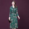 XTH-8297新款修身大码印花法式高端名媛烫钻气质连衣裙 商品缩略图0