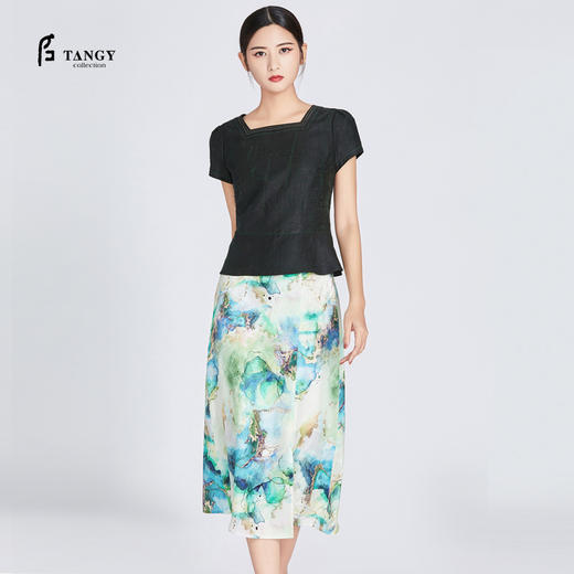 TANGY Collection天意真丝提花半裙 商品图0