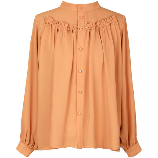 OY-20-028新款单排扣立领灯笼袖雪纺衫 商品图4