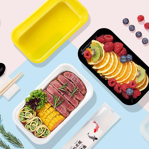 喇叭花一次性注塑方盒塑料外卖打包盒饭盒日式餐盒便当盒带盖40套 商品图0