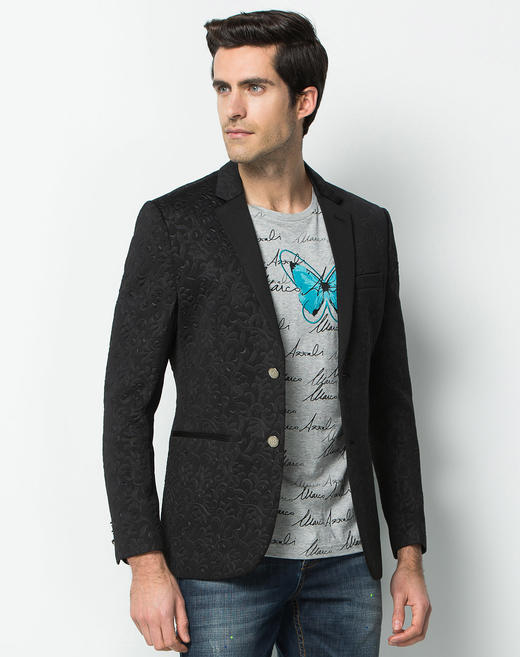 Marco Azzali 黑色立体压花空气层单上衣 H3702200 商品图1