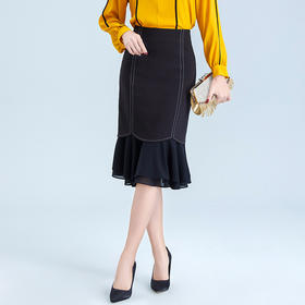 OY-20-025新款中腰微弹荷叶边拼接鱼尾裙