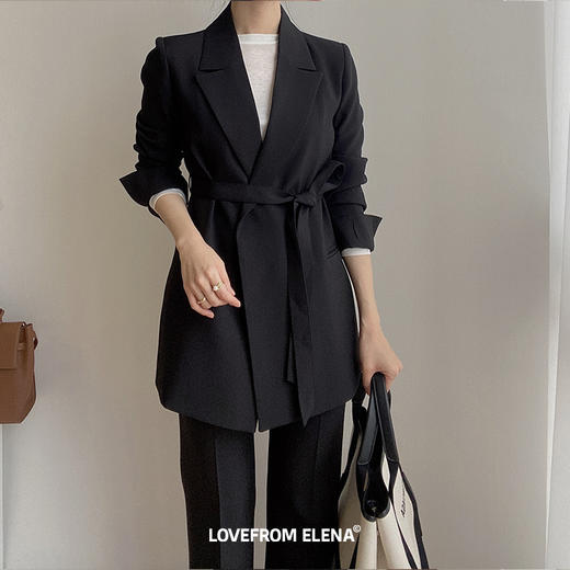 无扣腰带西装&微喇西装裤 商品图1