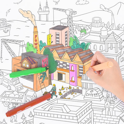 mideer弥鹿儿童涂鸦主题场景画涂色纸宝宝涂鸦填色绘画十米长卷 商品图4