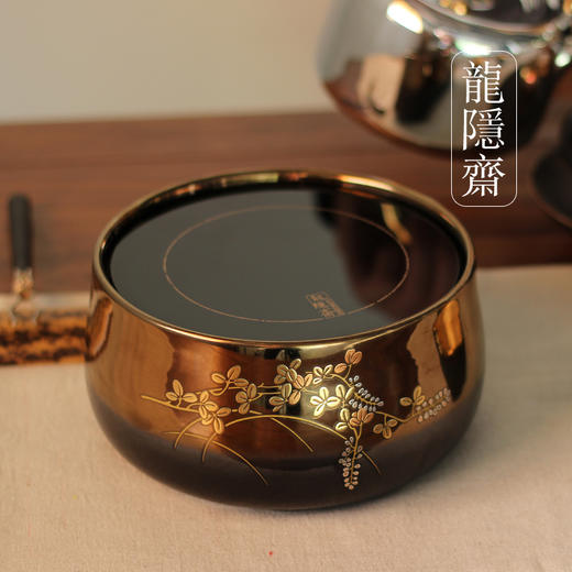 龙隐斋/厂家直发 金光釉/黑金地金银花电陶炉煮茶器家用茶炉静音铁壶银壶专用 商品图2