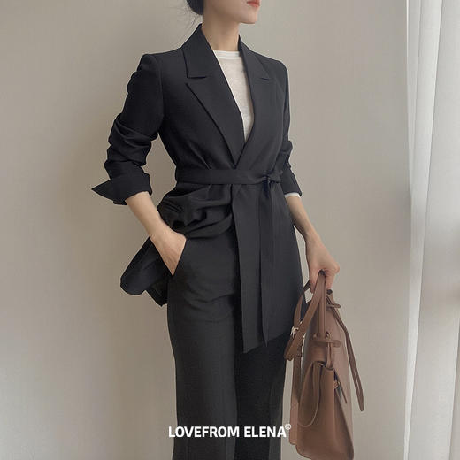 无扣腰带西装&微喇西装裤 商品图2