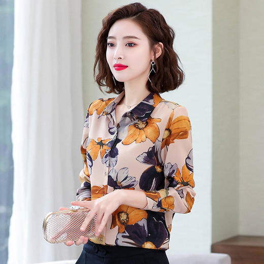 韩版时尚，印花雪纺翻领长袖衬衫TR-HGH6068 商品图2
