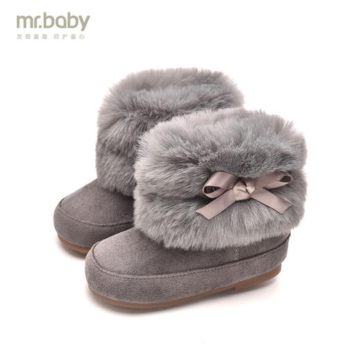 mr.baby时尚童鞋2020冬季新品 仿兔毛蝴蝶结宝宝公主靴 商品图2