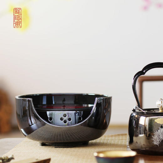 龙隐斋/厂家直发 小观山/宝蓝地云松纹电陶炉家用茶炉煮茶器铁壶银壶烧水炉 商品图3