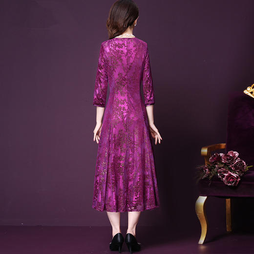 WXY-72403-1春季婚宴长款连衣裙优雅中长袖礼服 商品图2