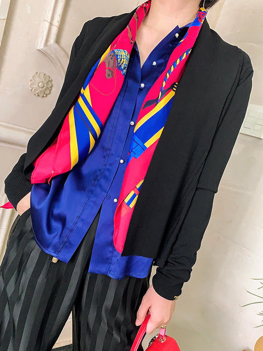 【三八节丝巾福利专场】爱美女士福利！丝奢JI品牌代工厂制斜纹100真丝丝巾手工印花 柔滑亲肤 轻盈爽滑透气 收藏JI爱MA仕同款 商品图7