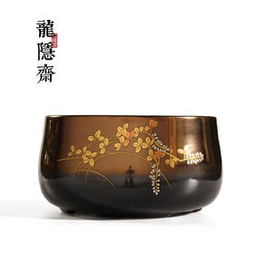 龙隐斋/厂家直发 金光釉/黑金地金银花电陶炉煮茶器家用茶炉静音铁壶银壶专用