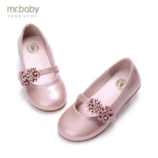 mr.baby女童皮鞋春秋花朵女童鞋松紧带女童公主鞋儿童柔皮单鞋新 商品图0