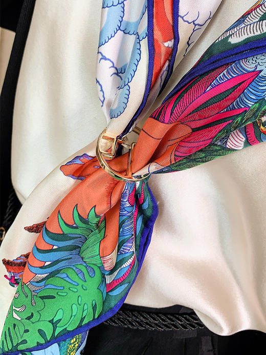 【三八节丝巾福利专场】爱美女士福利！丝奢JI品牌代工厂制斜纹100真丝丝巾手工印花 柔滑亲肤 轻盈爽滑透气 收藏JI爱MA仕同款 商品图3