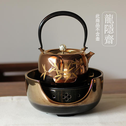 龙隐斋/厂家直发 小观山/黑金地金银花 家用茶炉煮茶器铁壶银壶烧水炉 商品图2
