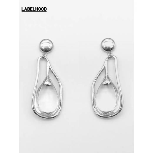 shiitake2020春夏新品银色不规则金属外框设计立体透明水滴耳环女 SH20CLE 商品图0