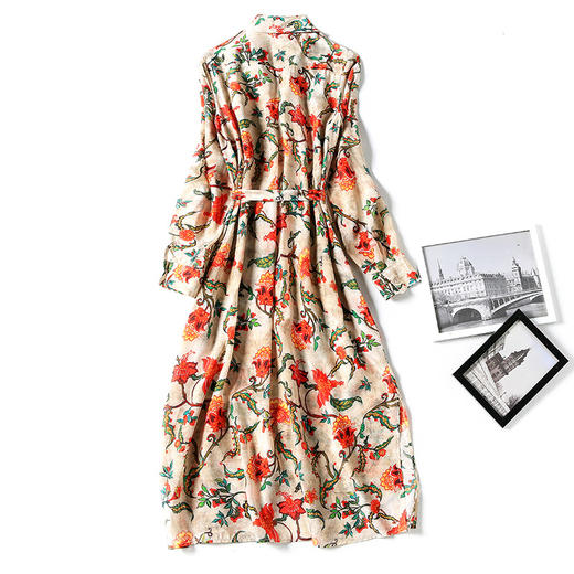 NYT-H23新款时尚印花翻领真丝衬衫裙 商品图4