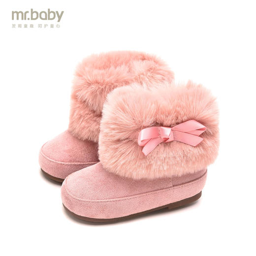 mr.baby时尚童鞋2020冬季新品 仿兔毛蝴蝶结宝宝公主靴 商品图0