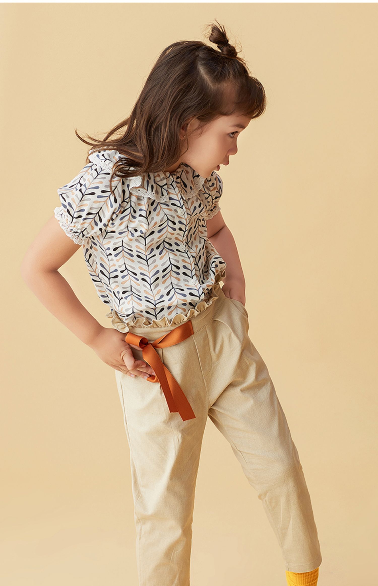 littletime童装2020秋季新品女童裤子外穿纯色儿童百搭日系长裤