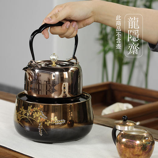 龙隐斋/厂家直发 金光釉/黑金地金银花电陶炉煮茶器家用茶炉静音铁壶银壶专用 商品图4
