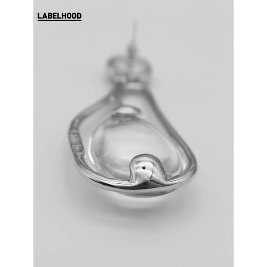 shiitake2020春夏新品银色不规则金属外框设计立体透明水滴耳环女 SH20CLE 商品图3