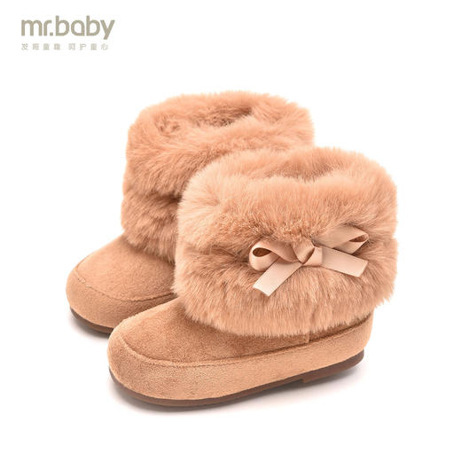 mr.baby时尚童鞋2020冬季新品 仿兔毛蝴蝶结宝宝公主靴 商品图3