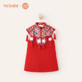mrbaby女童裙子2019年春季时尚中国风红色新年童装旗袍儿童连衣裙
