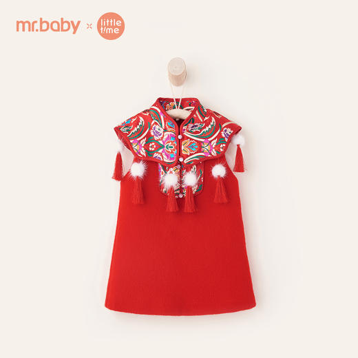 mrbaby女童裙子2019年春季时尚中国风红色新年童装旗袍儿童连衣裙 商品图0